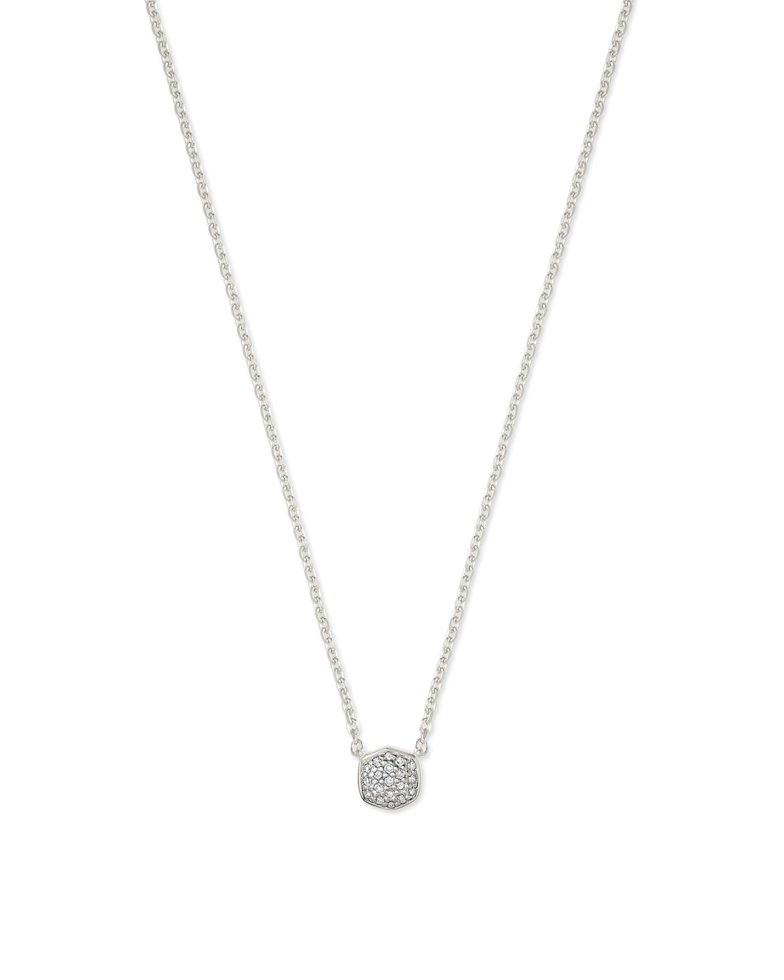 Davie Sterling Silver Pave Pendant Necklace in White Diamond
